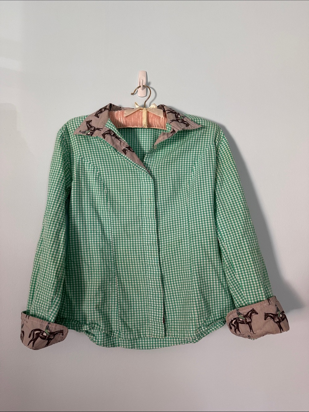 Longchamps on Sea Mist Green Gingham Shirt